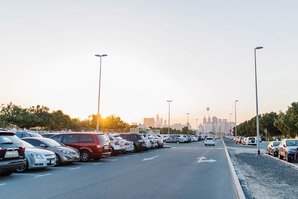 beautiful Dubai sunset in the park