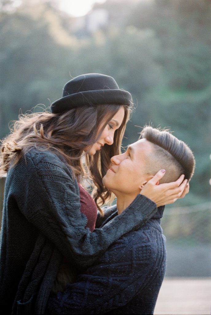 Sensual portrait of the couple | Collserola Wedding Anniversary Photoshoot | Lena Karelova Barcelona Film Photography