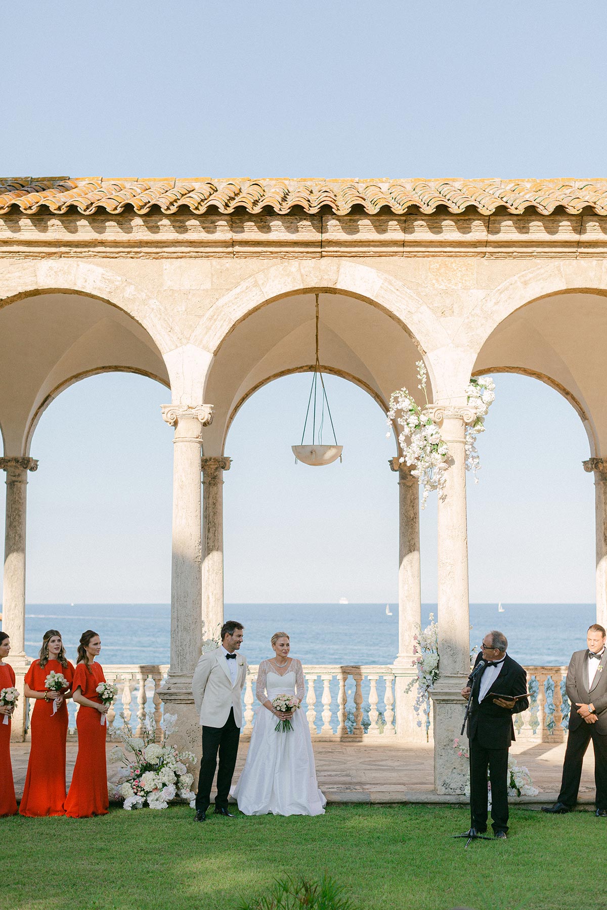 Timeless photos of ceremony with sea view - Mediterranean wedding at Luxury Hotel in Spain - Lena Karelova Photography